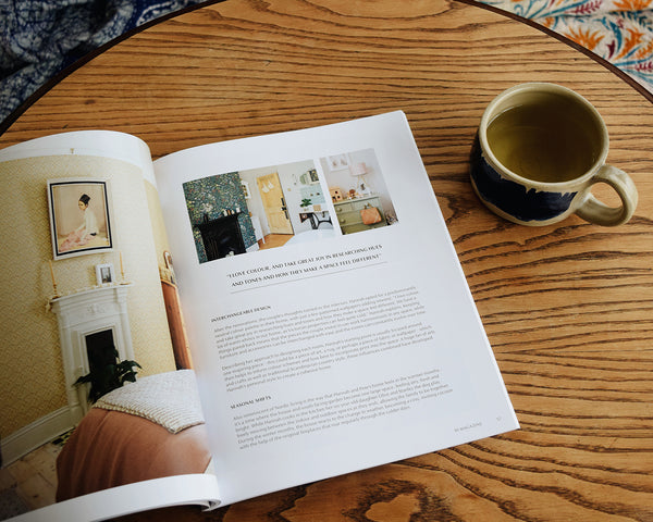 91 Magazine Issue 16 is an independent interiors and lifestyle magazine. Magazine on table with cup of herbal tea.