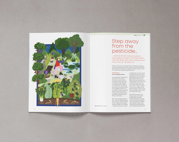 Open pages from Bloom Issue Eleven featuring natural pest control and a wildlife-friendly garden