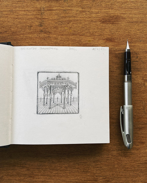 Original Brighton Bandstand pencil sketch from Malcolm Trollope-Davis's Brighton Icons sketchbook
