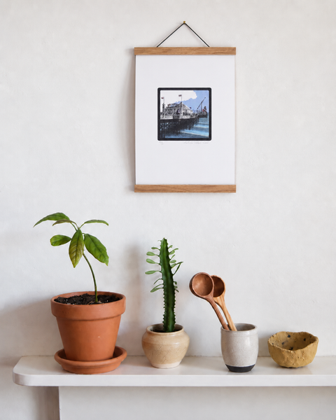 Brighton Palace Pier fine art print displayed on a wall with plants and handmade homeware