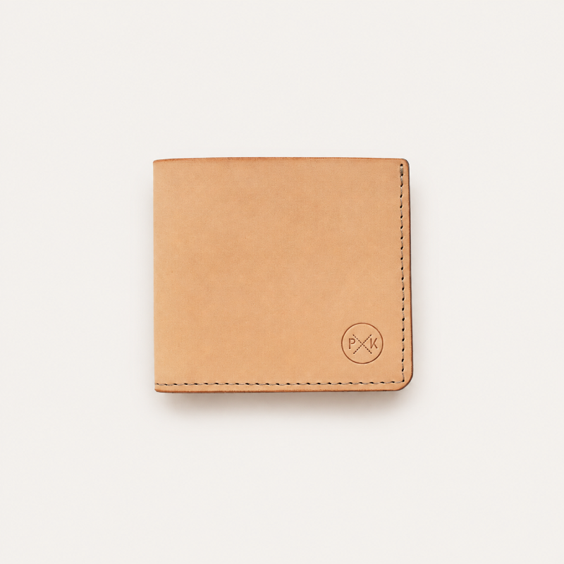 Natural leather billfold wallet by Paula Kirkwood, handcrafted from Italian vegetable-tanned