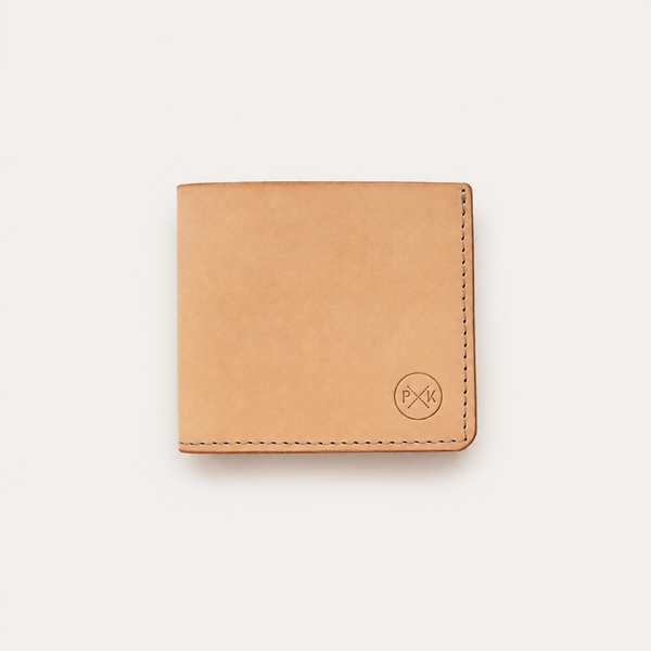 Natural leather billfold wallet by Paula Kirkwood, handcrafted from Italian vegetable-tanned