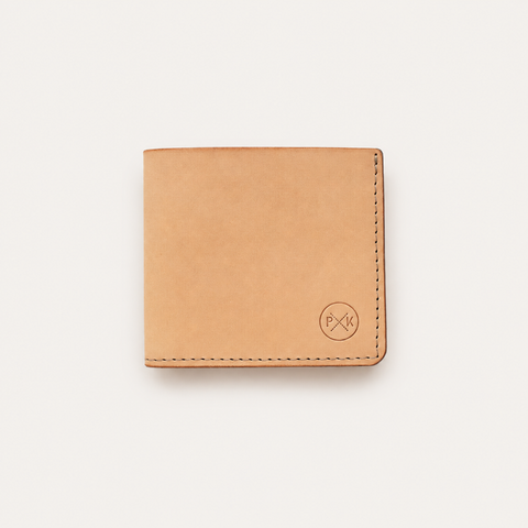 Natural leather billfold wallet by Paula Kirkwood, handcrafted from Italian vegetable-tanned