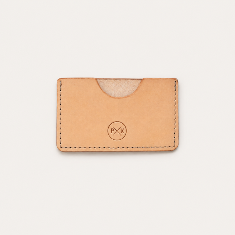 Natural leather card holder by Paula Kirkwood, handcrafted from Italian vegetable-tanned leather