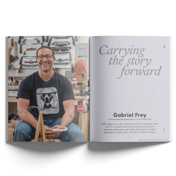 Passamaquoddy basketmaker Gabriel Frey featured in We Are Makers Edition Nineteen