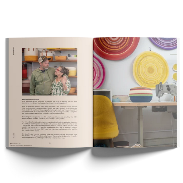 Rope basketmakers Gallit and Chris Cavendish with their work in We Are Makers Edition Nineteen