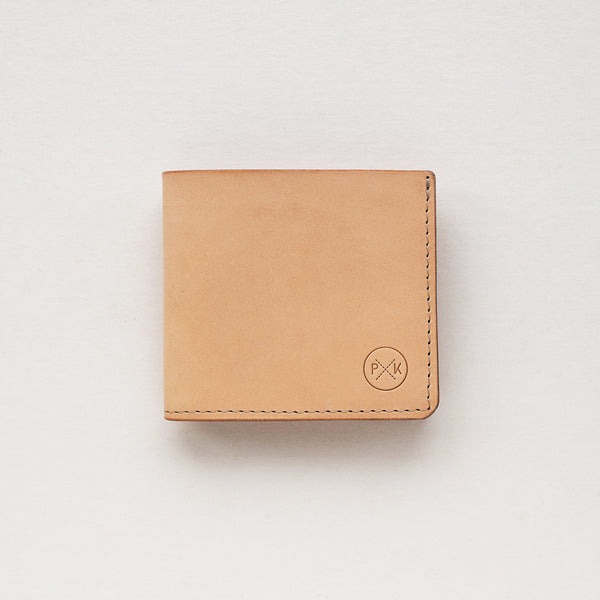 Natural leather billfold wallet handcrafted by Paula Kirkwood. Made from a luxurious, supple, Italian vegetable tanned leather.