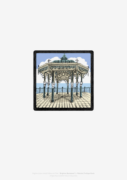 ‘Brighton Bandstand’ is part of the ‘Brighton Icons’ collection. A series of limited edition art prints numbered 1 to 75 signed by the artist Malcolm Trollope-Davis and produced as an A3 giclee print.