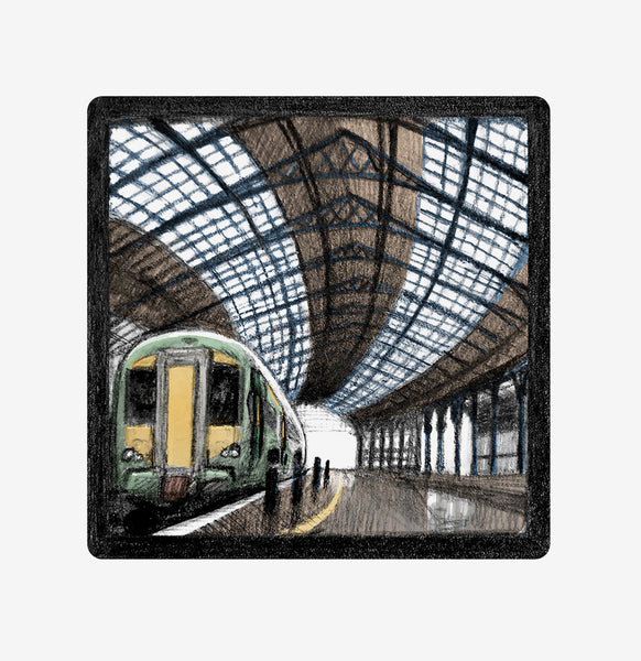 ‘Brighton Station’ is part of the ‘Brighton Icons’ collection. A series of limited edition art prints numbered 1 to 75 signed by the artist Malcolm Trollope-Davis and produced as an A3 giclee print.