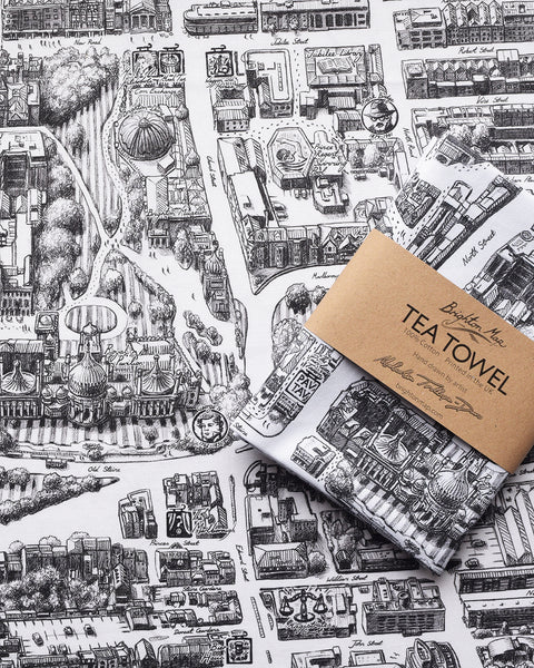 Our Brighton Map tea towel features a section of our hand drawn map of Brighton by artist Malcolm Trollope-Davis. Made in the UK from 100% premium cotton, it makes a perfect gift for anyone who loves Brighton! Free gift wrapping and shipped using eco friendly packaging.