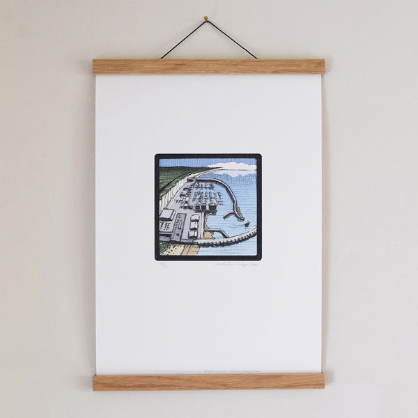 ‘Brighton Marina’ is part of the ‘Brighton Icons’ collection. A series of limited edition art prints numbered 1 to 75 signed by the artist Malcolm Trollope-Davis and produced as an A3 giclee print.