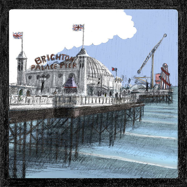 Close-up of Malcolm Trollope-Davis's hand-drawn Brighton Palace Pier illustration