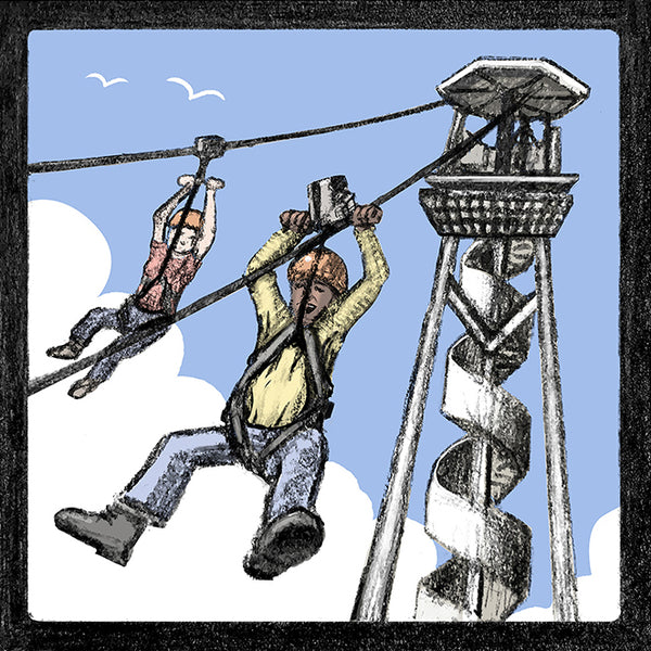 Close-up of Malcolm Trollope-Davis's hand-drawn Brighton Zip illustration