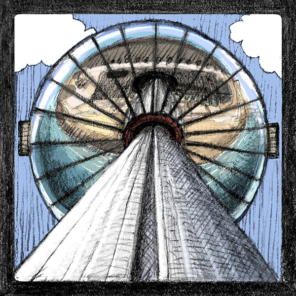 Close-up of Malcolm Trollope-Davis's hand-drawn Brighton i360 illustration