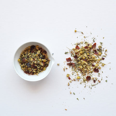 Cosy Chamomile herbal infusion - Unwind with this warm and comforting hand blended infusion, packed with herbs carefully chosen for their ability to relax your body and soothe your mind. All ingredients are ethically sourced and fairly traded.