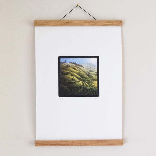 Devil's Dyke South Downs fine art print displayed in an oak poster hanger