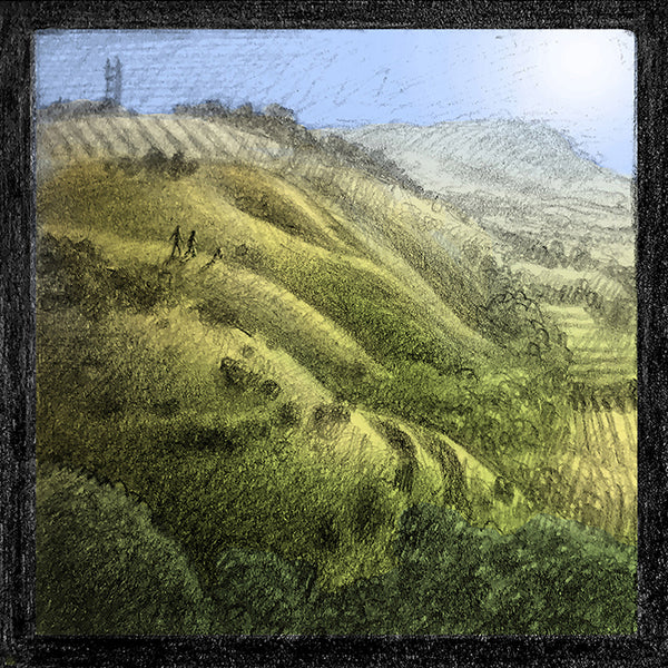 Close-up of Malcolm Trollope-Davis's hand-drawn Devil's Dyke illustration