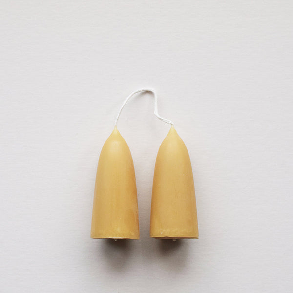 Pair of hand-dipped English beeswax Stubby candles