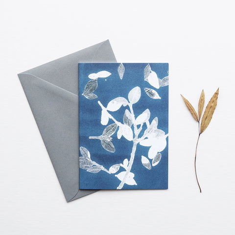 ‘Midnight Garden I I’ by heraldBLACK is a greeting card featuring one of the original monoprints from the 'Midnight Garden' range. 