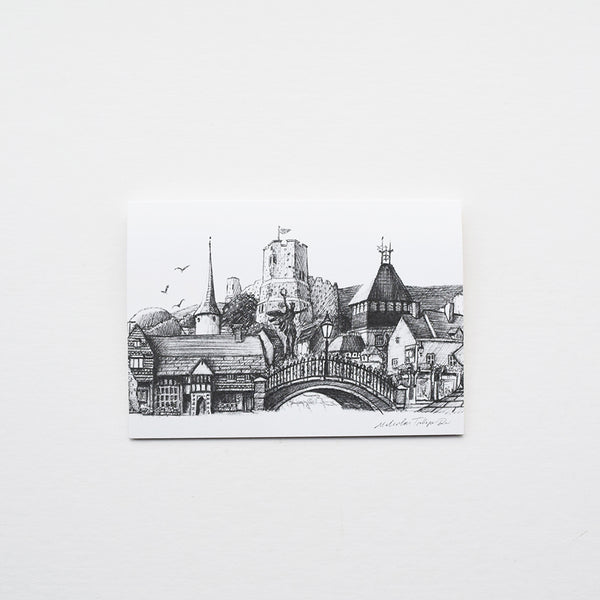 'Lewes Town Montage' is a greeting card featuring one of the original pencil drawings by Malcolm Trollope Davis.