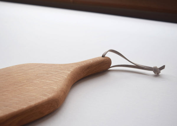 Detail of handcrafted oak chopping and serving board by Selwyn House