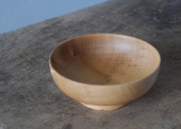 Handcrafted Wooden Mini Bowl by Selwyn House. These pretty and delicately-thin hand-turned Sycamore mini bowls have such a lot of uses around the home, from holding salt & spices in the kitchen to taking a place on the dressing table for rings. Each one is turned from pale English Sycamore, then finished in a food-safe hard wax oil.