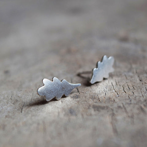 Beautiful Sterling Silver oak leaf ear studs, designed and handcrafted in a studio in Lewes by Phoebe Jewellery. Free gift wrapping and shipped using eco friendly packaging.