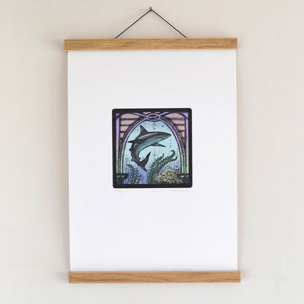 Sea Life Centre Brighton fine art print displayed in an oak poster hanger