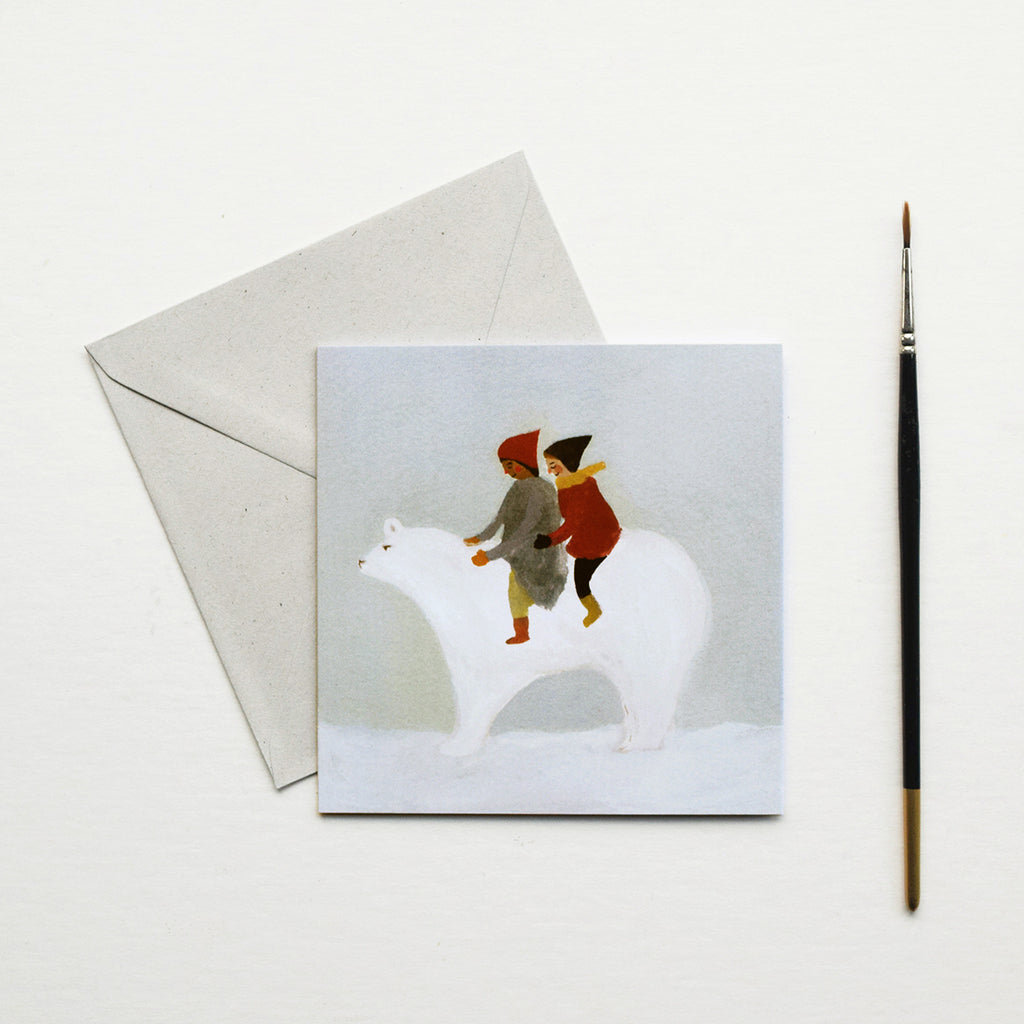 ‘Snow Bear’ by Gemma Koomen is a greeting card featuring one of her beautiful illustrations painted in gouache and ink. 