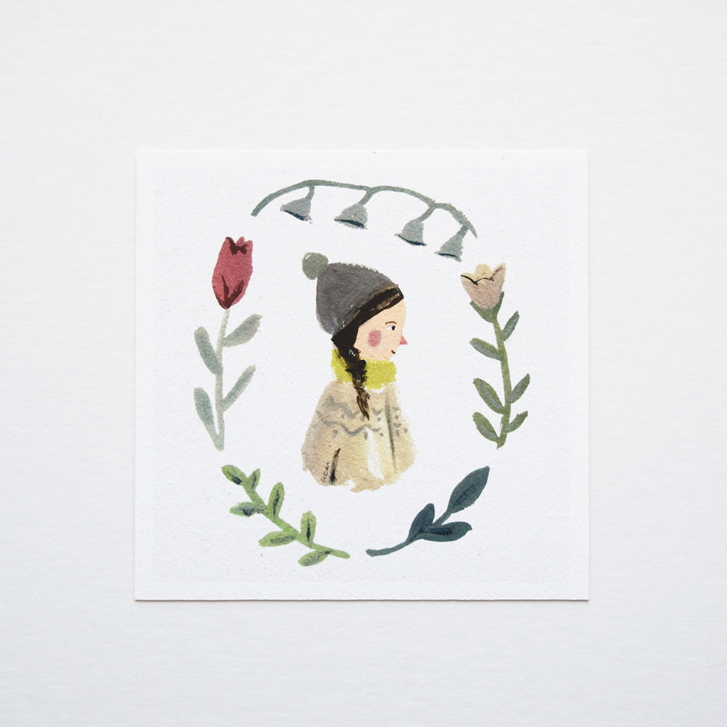 ‘Spring Girl’ by Gemma Koomen is a high quality Giclee print featuring one of her beautiful illustrations painted in gouache and ink. The art print is signed and dated on the back.