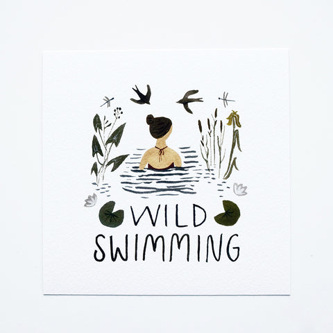 ‘Wild Swimming’ by Gemma Koomen is a high quality Giclee print featuring one of her beautiful illustrations painted in gouache and ink. The art print is signed and dated on the back.