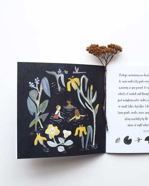 A lovely introduction to the wonderful world of wild swimming. The book is written by Flora Jamieson, a stained glass designer, maker and painter, who also loves wild swimming, and illustrated by artist Gemma Koomen, who loves using gouache and ink for her work. 