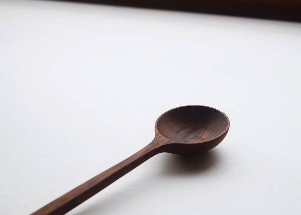 Handcrafted Wooden Spoon by Selwyn House. A classic utensil handcrafted from rich and beautiful Brown Oak. Each spoon is hand-carved and sits so comfortably in the hand. Comes wrapped in tissue paper and our drawstring cotton bag. Shipped using eco-friendly packaging.